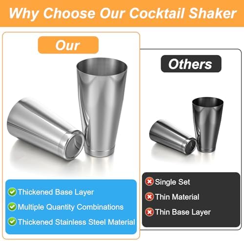 8pcs Cocktail Shaker Boston Shaker Set,Professional Stainless Steel