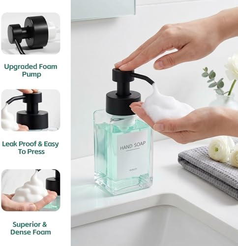 2Pcs 12oz/350ml Glass Foaming Soap Dispensers