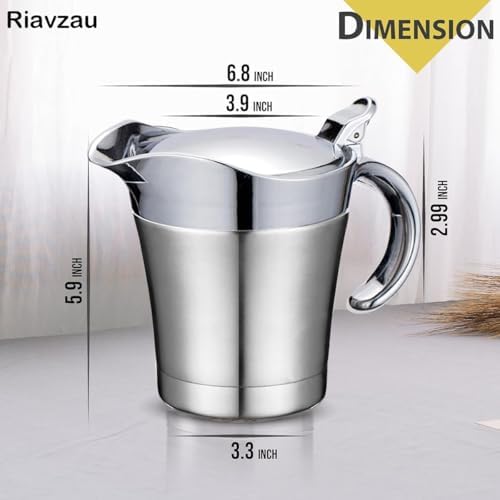 Stainless Steel Insulated Gravy Boat with Lid – 450ML/16OZ Double