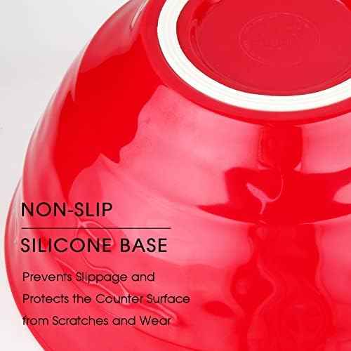Mixing bowl set with lids, 6 piece melamine nesting bowl set for pasta