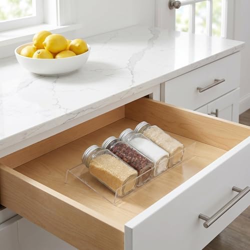 4pcs Adjustable Spice Drawer Organizer Insert, Expandable 4-tier Rack