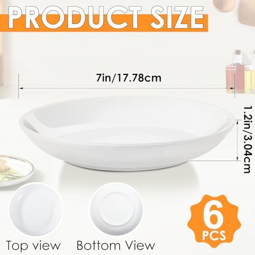 6 Pieces 7 Inch Ceramic Dessert Plates, Round