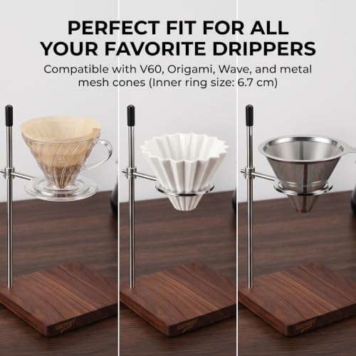 Pour Over Coffee Maker Stand with American Black Walnut Base