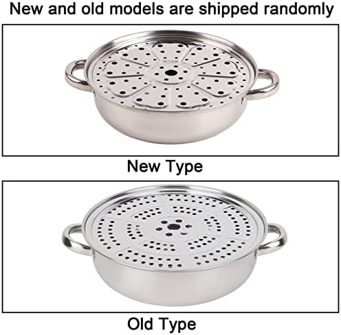 Stainless Steel Steamer Pot, Visible Cooking Steaming Boiling Hotpot for Home Kitchen Stainless Steel Glass Lid 28 cm Single Layer 1 Piece