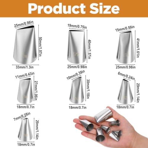 7 Pcs Cake Piping Tips,Flower Piping Tips Set with Coupler Petal &