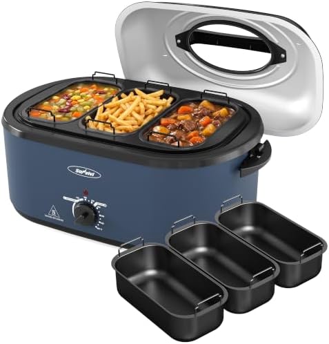 SUNVIVI 28QT Roaster Oven with 3 Buffet Server for Whole Turkey Up To