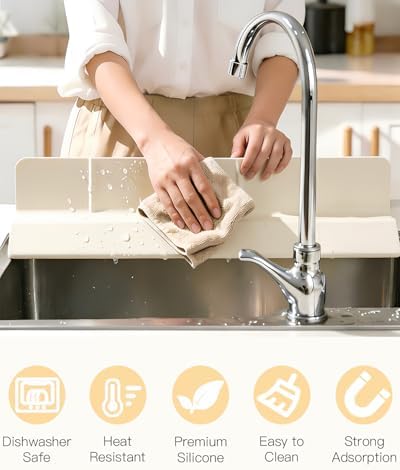 23 Inch Silicone Sink Splash Guard - Kitchen Sink Water Splash Guard