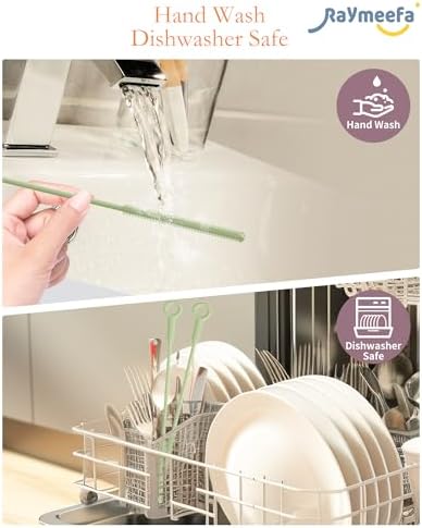 Straw Cleaner Brush-Silicone,2Pcs,Large & Small Head,Avocado Green