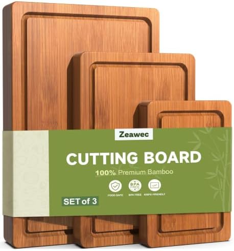 3-Piece Set Deep-Carbonized Bamboo Cutting Board for Kitchen