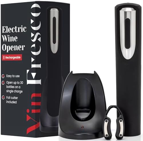 Rechargeable Electric Wine Bottle Opener - Charging Base and Foil