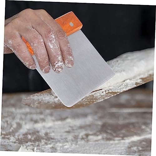 Stainless Steel Flour Powder Scraper with Wood Handle Dough Cutter
