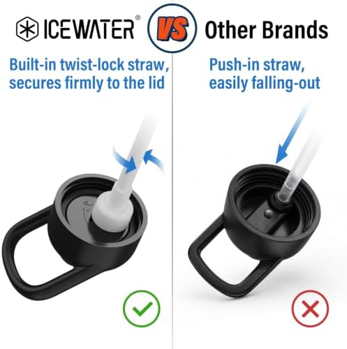 ICEWATER 40 oz Pop-Up Straw Leak-Proof Lock Lid Insulated Water Bottle