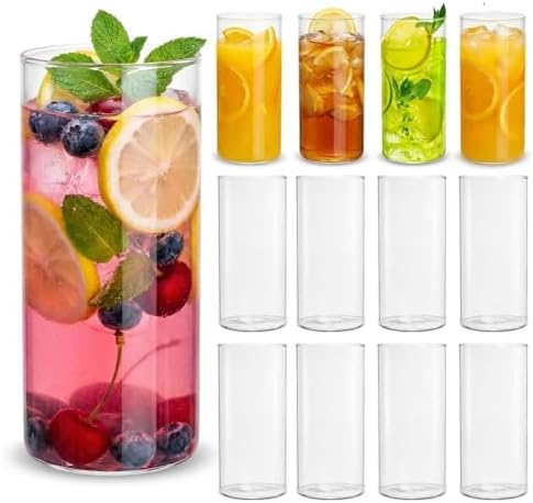 Water Glasses Set of 12, Thin Highball Glasses, 17 Oz Tall Drinking