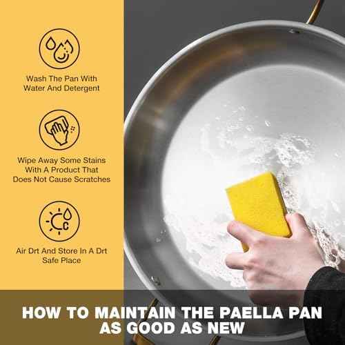 Yeksum 14 Inch Stainless Steel Paella Pan with Lid,Frying Pan, Tri-Ply