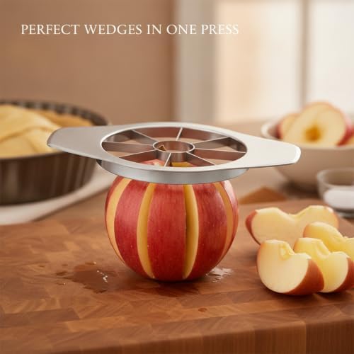 Apple Slicer and Corer, Stainless Steel One-Press Tool for Uniform