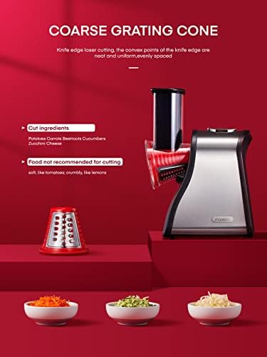 FOHERE Electric Cheese Grater and Salad Maker, Red