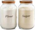 2 Pack Glass Flour Sugar Storage Containers with Acacia Wooden Lid
