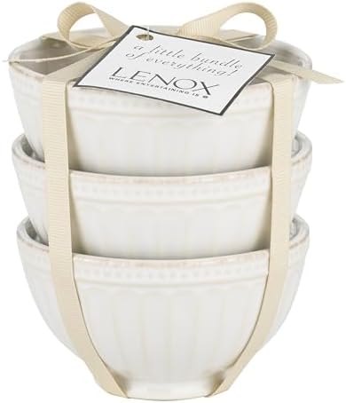 Lenox (858037) French Perle Groove Bowls (Set of 3), Mini, White