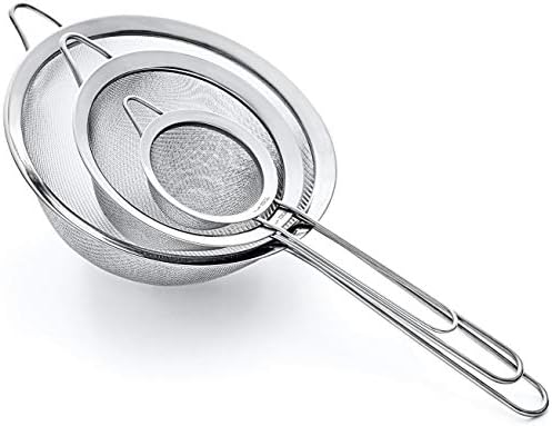 Strainer Set Fine Mesh – Premium 304 Stainless Steel (18/8) – 8′′