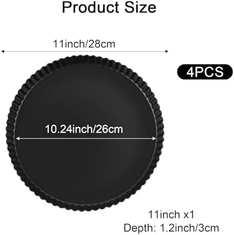 11 Inch Tart Pan with Removable Bottom, Non-Stick Pie Pan for Baking
