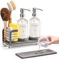 Kitchen Soap Dispenser Set with Drying Tray, 16oz Glass Bottles