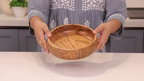 Acacia wood salad bowls set of 2 | Individual wooden bowls
