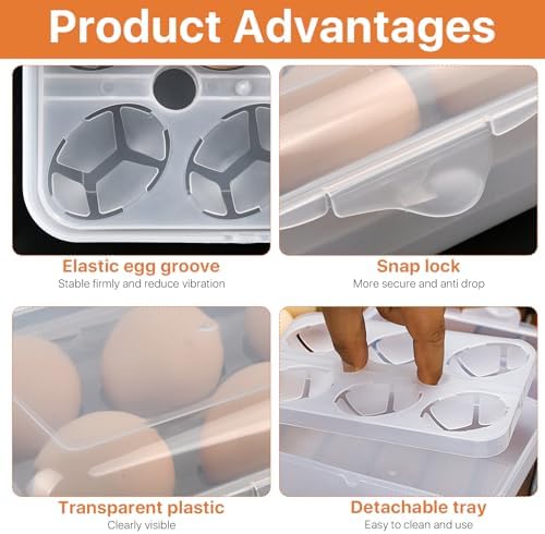 2-Pack 6-Grid Egg Holder, Clear White