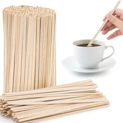 WISYOK 1000Pcs 7 Inch Coffee Stirrers, Birch Wood