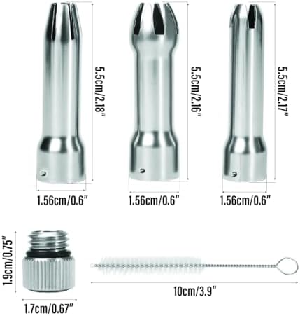 Nozzle Metal Whipped Cream Dispenser, 3 Pieces Stainless Steel