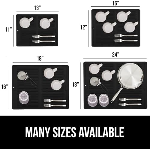 GORILLA GRIP Patented BPA-Free Silicone Dish Drying Mat, 18x24, Black