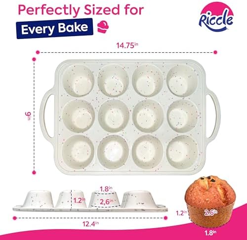 RICCLE Silicone Muffin Pans for Baking with Metal Reinforced Frame