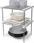 carrotez Set of 2 Stackable Cabinet Organizer Shelf 9.8 x 7.8 x 6.1 White