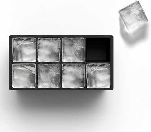 Ice Cube Molds, 2 Pack Silicone Trays for 8 Large Square Cubes
