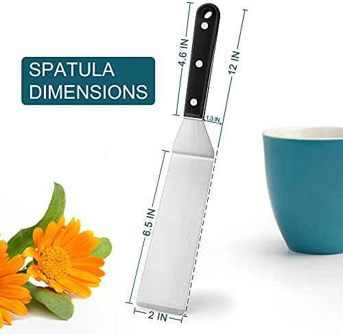 Leonyo Stainless Steel Long Narrow Metal Spatulas, 2 Pack