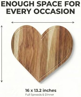 Heart Cutting Board 16x13.2 In, Large Lovers Charcuterie Board for