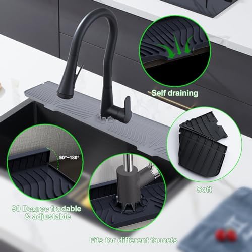 33inch Kitchen Sink Splash Guard Mat,Silicone Material Protects Faucet