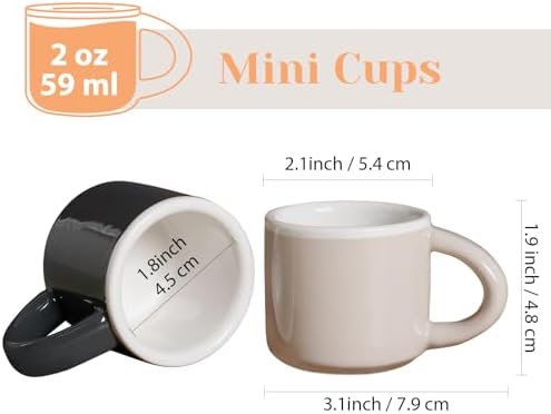INGOFIN Ceramic Espresso Cups Set of 4, 2 oz Mini Espresso Mugs with