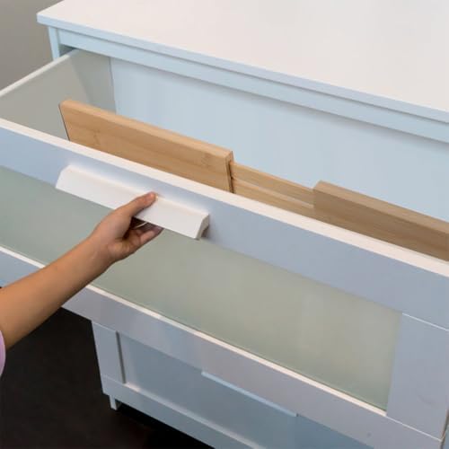 Cabilock Bamboo Expandable Drawer Organizer 2pcs for Kitchen Utensils