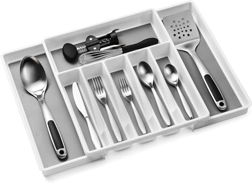 Silverware Tray for Drawer, Expandable Organizer, 8 Compartments