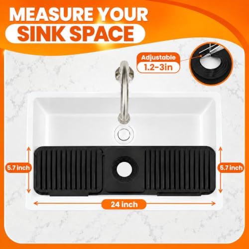 24 Inch Silicone Faucet Mat for Kitchen Sink Splash Guard, W/Sink