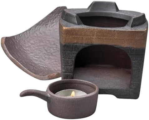 Ceramic Tea Stove Warmer with Non-Slip Base Retro Four-Square Design