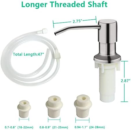 Kitchen Sink Soap Dispenser, Brushed Nickel, 47" Extension Tube