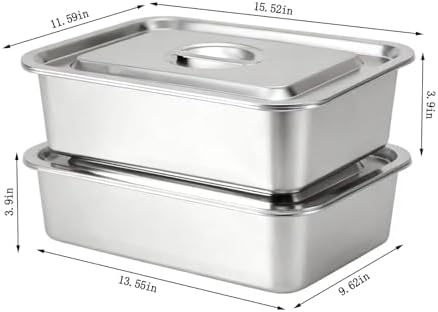 2-Pack 9.2-Quart Stainless Steel Lasagna Pans with Lids