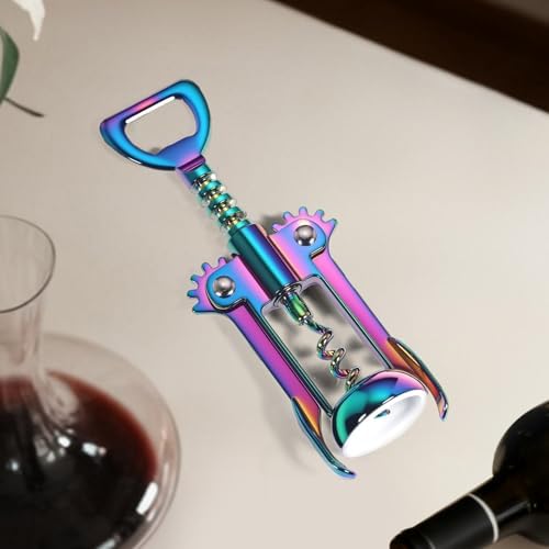 Winged Corkscrew, Iridescent Bottle Opener, Cork Remover, Rainbow Wine