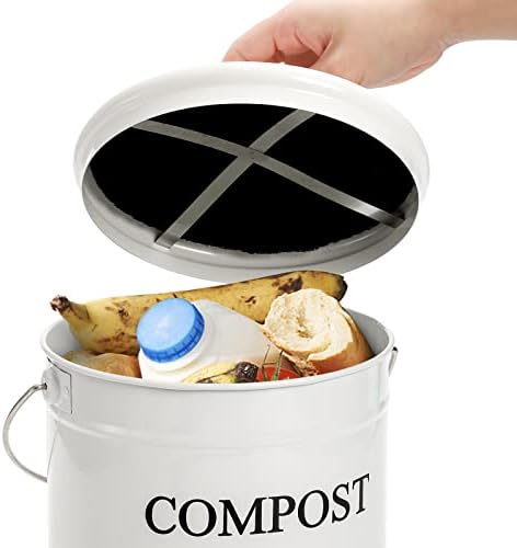 AVLA 1 Gallon Kitchen Compost Bin, White