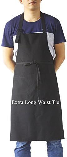 Black Professional Resist Water Adjustable Extra Long Bib Apron 3