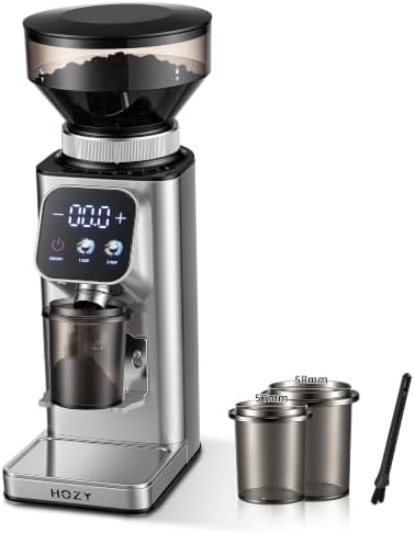 Conical Burr Coffee Grinder, Metallic Silver