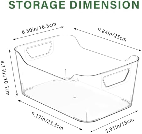 12 Pack Clear Plastic Storage Bins with Handles