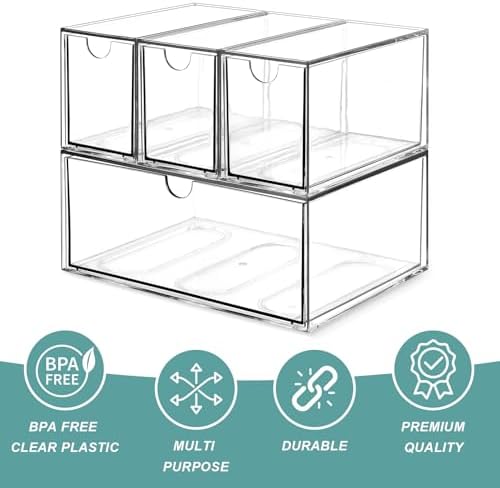 Tea and Coffee Organizer and Storage, 4 Compartments, Acrylic