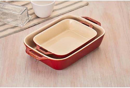 STAUB Ceramic Rectangular Baking Dish Set, 2-Piece, Cherry
